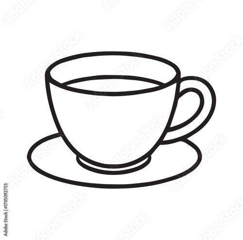 Coffee and tea cups isolated on a white background with saucers, perfect for a hot morning beverage
