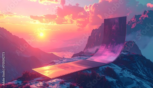 Mountaintop platform at sunset
