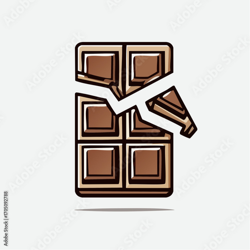 Delicious broken chocolate bar with segments and smooth texture, a delightful sweet treat