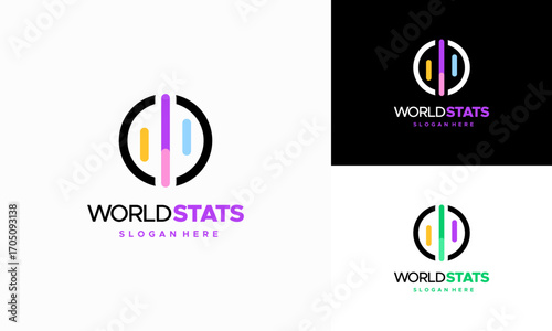 World stats logo designs concept vector, World Graph logo template