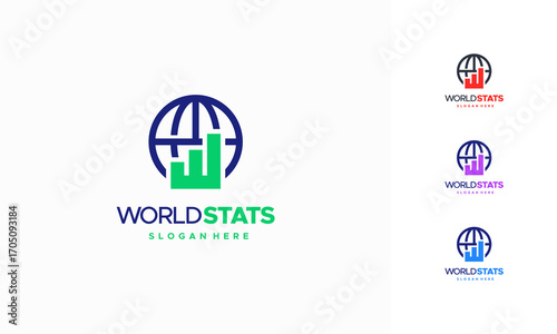 World stats logo designs concept vector, World Graph logo template