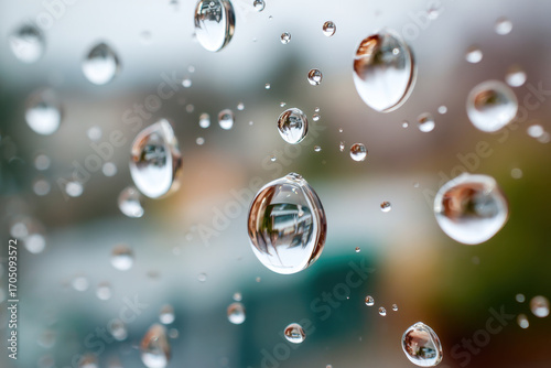 Wallpaper Mural Water droplets on window with blurred background Torontodigital.ca