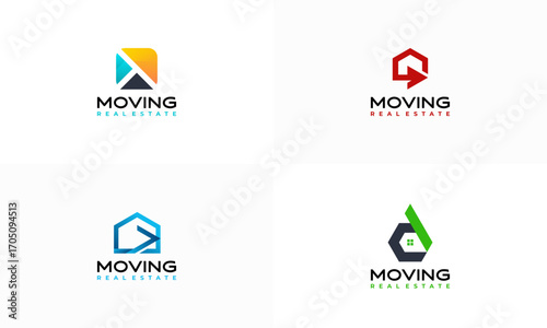 Set of House Mover Logo Template Design Vector, Real Estate logo symbol template