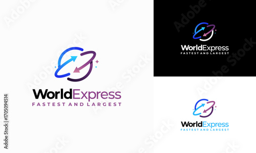World Express delivery logo, Logistic company vector logo template