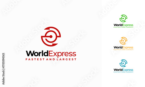 World Express delivery logo, Logistic company vector logo template