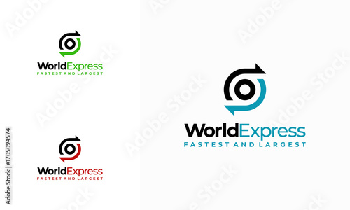 World Express delivery logo, Logistic company vector logo template