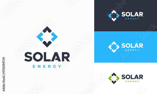 Solar Energy Logo designs concept vector, Solar Energy with roof logo template