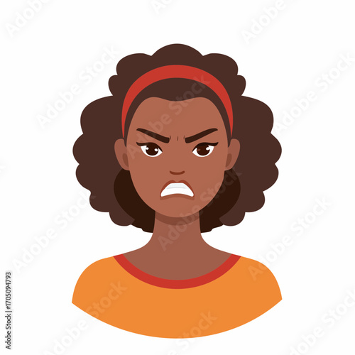 Furious Black woman expressing intense anger, frustration, and displeasure with furrowed brow and bared teeth.