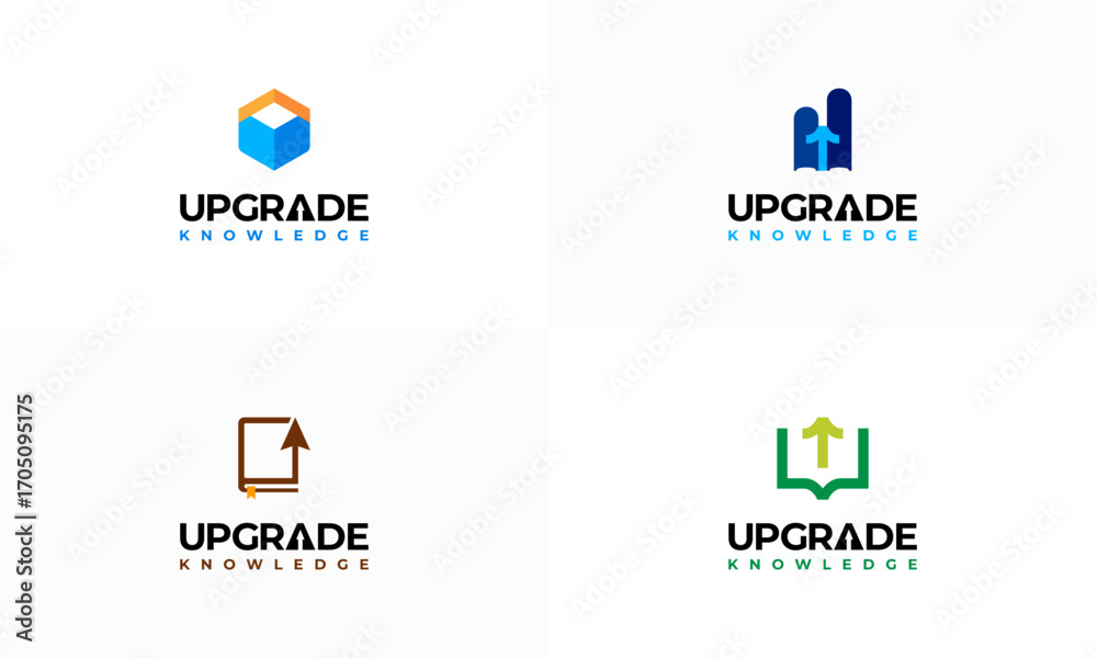 Obraz premium Set of Library book logo Designs concept vector, Upgrade Knowledge logo template, Education logo symbol
