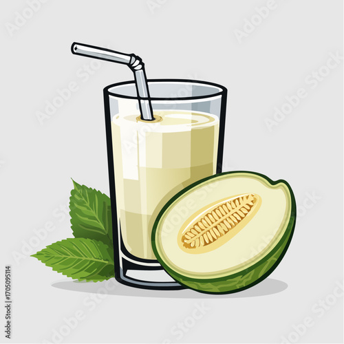 Refreshing Honeydew Smoothie Illustration A Healthy and Delicious Beverage