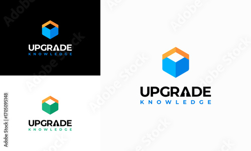 Library book logo Designs concept vector, Upgrade Knowledge logo template, Education logo symbol