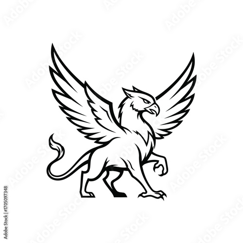 Vector illustration of mythical griffin creature illustration