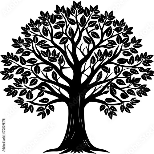 Tree silhouette on white background