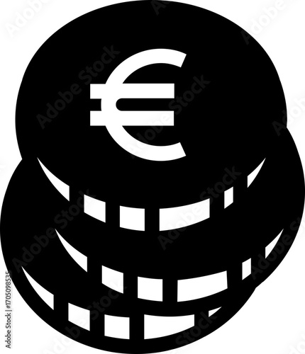 Black money bag with euro symbol icon finance.Currency symbols. set of currency symbols dollar, euro, pound, yen. set of currency symbols vector with white background. Currency, symbols, vector.