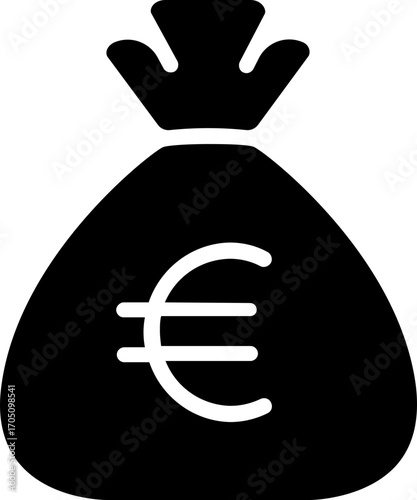 Black money bag with euro symbol icon finance.Currency symbols. set of currency symbols dollar, euro, pound, yen. set of currency symbols vector with white background. Currency, symbols, vector.