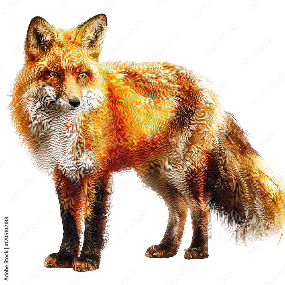Naklejka premium Red Fox Standing on Transparent Background
