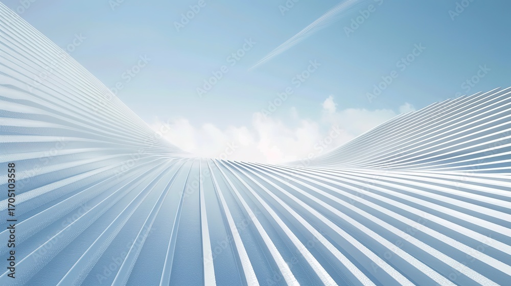 Naklejka premium Clean & Calm: Sleek Blue-White Line Minimalist Background – Thin, Crisp Lines in Soft Sky Blue and Pure White, Arranged in Subtle Patterns (Parallel Strokes, Gentle Curves, or Geometric Dots)