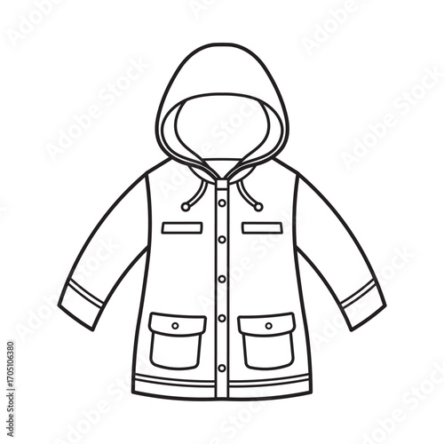 Hand drawn Kids drawing Cartoon Vector illustration raincoat icon Isolated on White Background