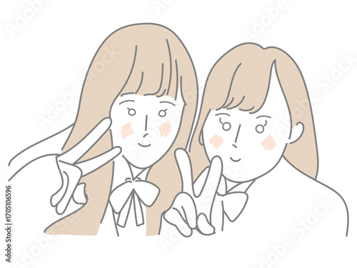 イラスト　女性　二人