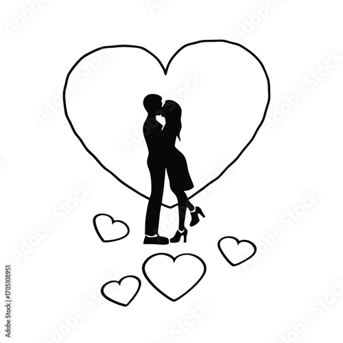 Black Silhouette Vector of Couple Silhouette Public Park
