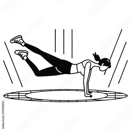 flat vector of fitness woman doing flutter kicks exercise
