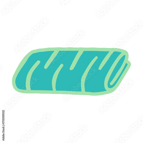 Cute towel icon. Vector hand drawn illustration in cartoon style