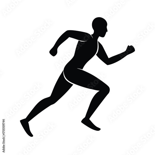running man silhouette design, running athlete silhouette art, jogger man black silhouette, marathon runner silhouette vector, fitness running man outline