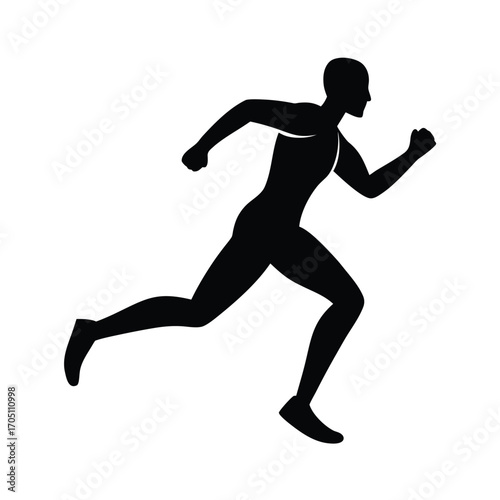 running man silhouette design, running athlete silhouette art, jogger man black silhouette, marathon runner silhouette vector, fitness running man outline