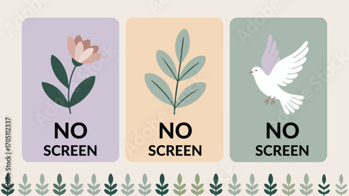 No Screen- Mindful Living Cards – Nature-Inspired Design for Digital Detox, Peace, and Screen-Free Time