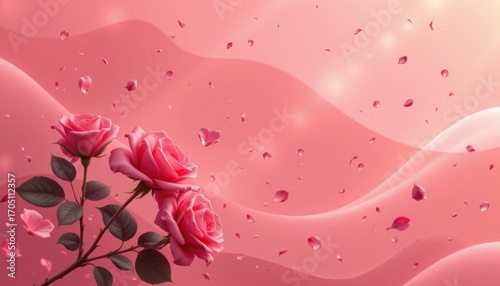 coral pink horizon theme with soft coral pink with golden haze, airy coral haze overlay, floating rose particles, angled pastel fade, airy and pastel