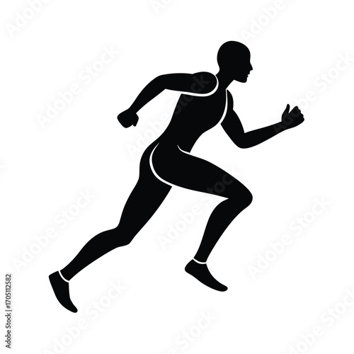 running man silhouette design, running athlete silhouette art, jogger man black silhouette, marathon runner silhouette vector, fitness running man outline