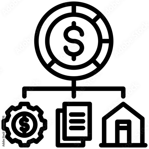 diversification icon isolated on white background. vector illustration icon for investment