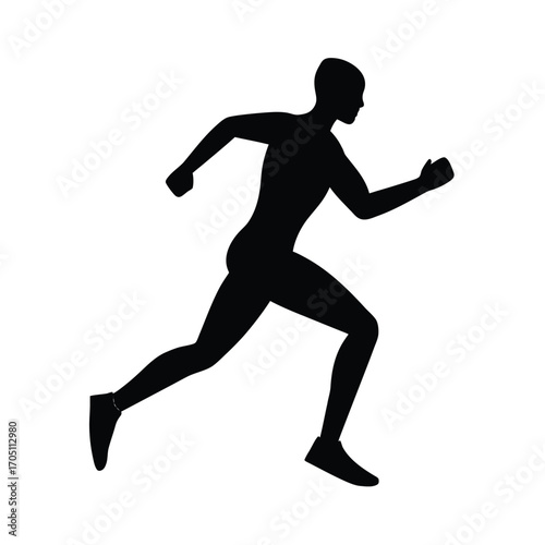running man silhouette design, running athlete silhouette art, jogger man black silhouette, marathon runner silhouette vector, fitness running man outline