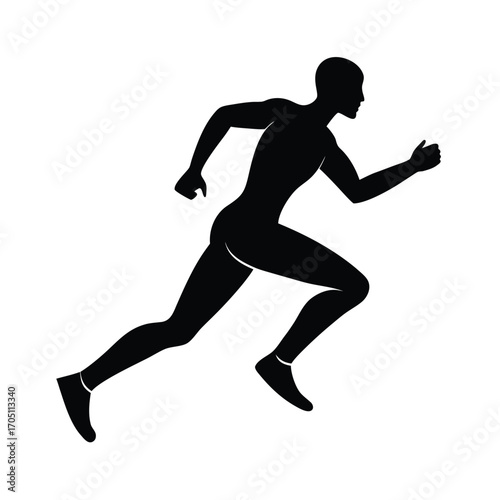 running man silhouette design, running athlete silhouette art, jogger man black silhouette, marathon runner silhouette vector, fitness running man outline