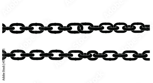 Two seamless black metal chain links repeating pattern isolated on vector