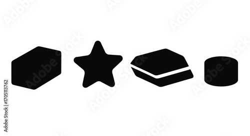 Collection of isolated geometric shapes on simple objects vector