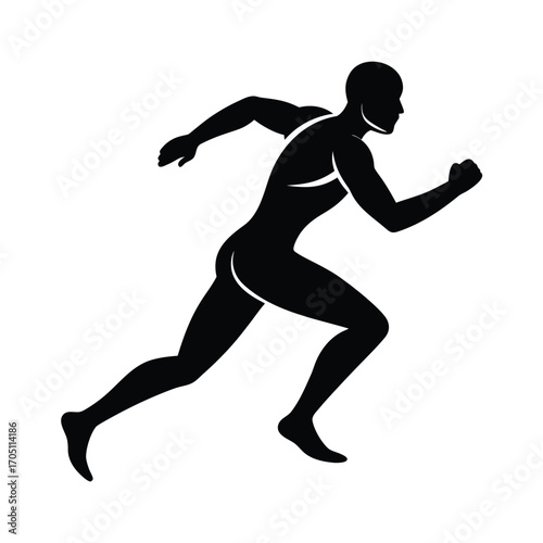running man silhouette design, running athlete silhouette art, jogger man black silhouette, marathon runner silhouette vector, fitness running man outline