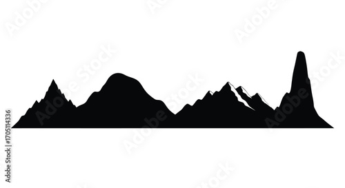 Jagged mountain range silhouette artistic textured landscape for outdoor adventure and nature themes vector