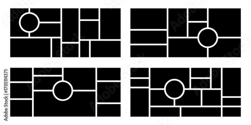 Set of rectangle photo gallery mosaic collage vector illustration