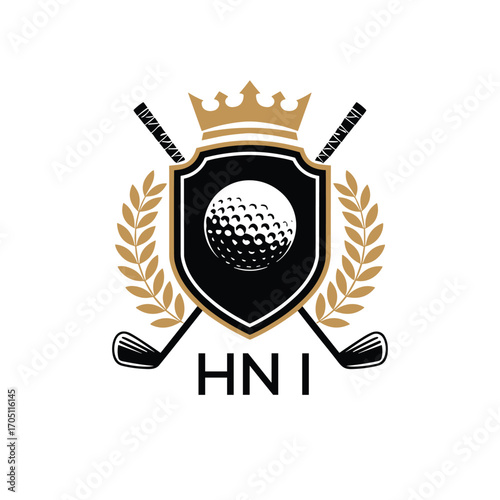 HNI Luxury Company logo. HNI Golf Club logo design for entrepreneur and business. HNI Sports Vector best icon.
