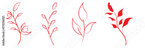 Minimal botanical leaf line art vector.  Tattoo flower icon. simple botanical line drawings featuring delicate leaves and branches, ideal for logos, tattoos, invitations, and modern decor. 