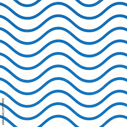 : A clean and modern vector background featuring a seamless pattern of simple blue wavy lines. A versatile and soothing design.