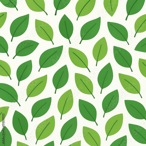 A seamless vector pattern of green leaves. Simple, clean, and natural design. Ideal for botanical, nature, or eco-friendly themes.