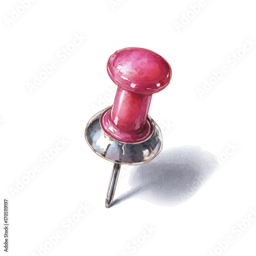 Push Pin, watercolor painting vector, isolated on a white background.