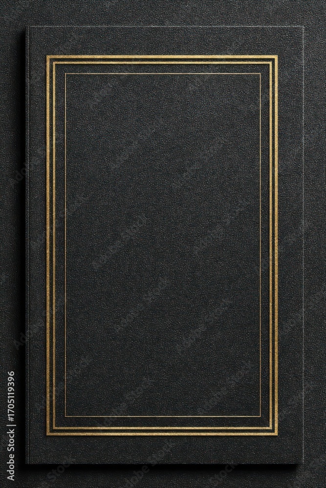 Fototapeta premium Black Textured Book Cover with Gold Frame