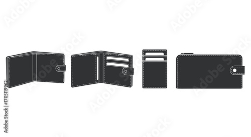 Various wallet designs presented as icons on a plain surface showing different styles vector