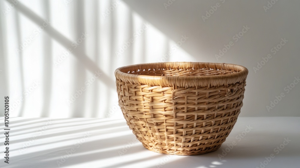 Fototapeta premium empty wicker basket against white background