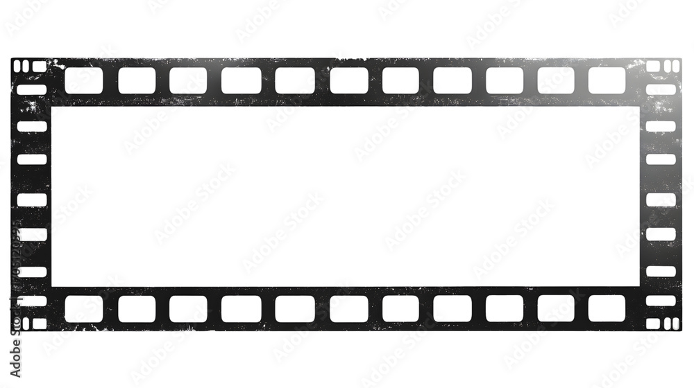 Obraz premium Old grunge movie film long strip vintage filmstrip roll frame isolated on a transparent background