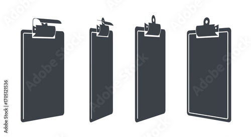 Clipboard collection four different angles isometric view isolated vector