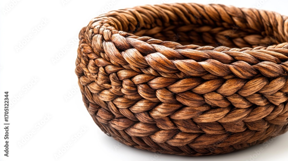 Obraz premium handmade wicker basket, side profile, white background 
